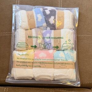 Pack of Fluffy Pastel Striped & Heart Socks